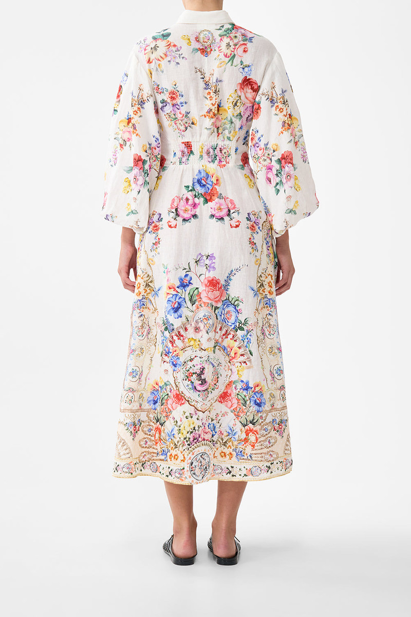 CAMILLA WAIST TIE SHIRT DRESS WITH BUBBLE SLEEVE outlook