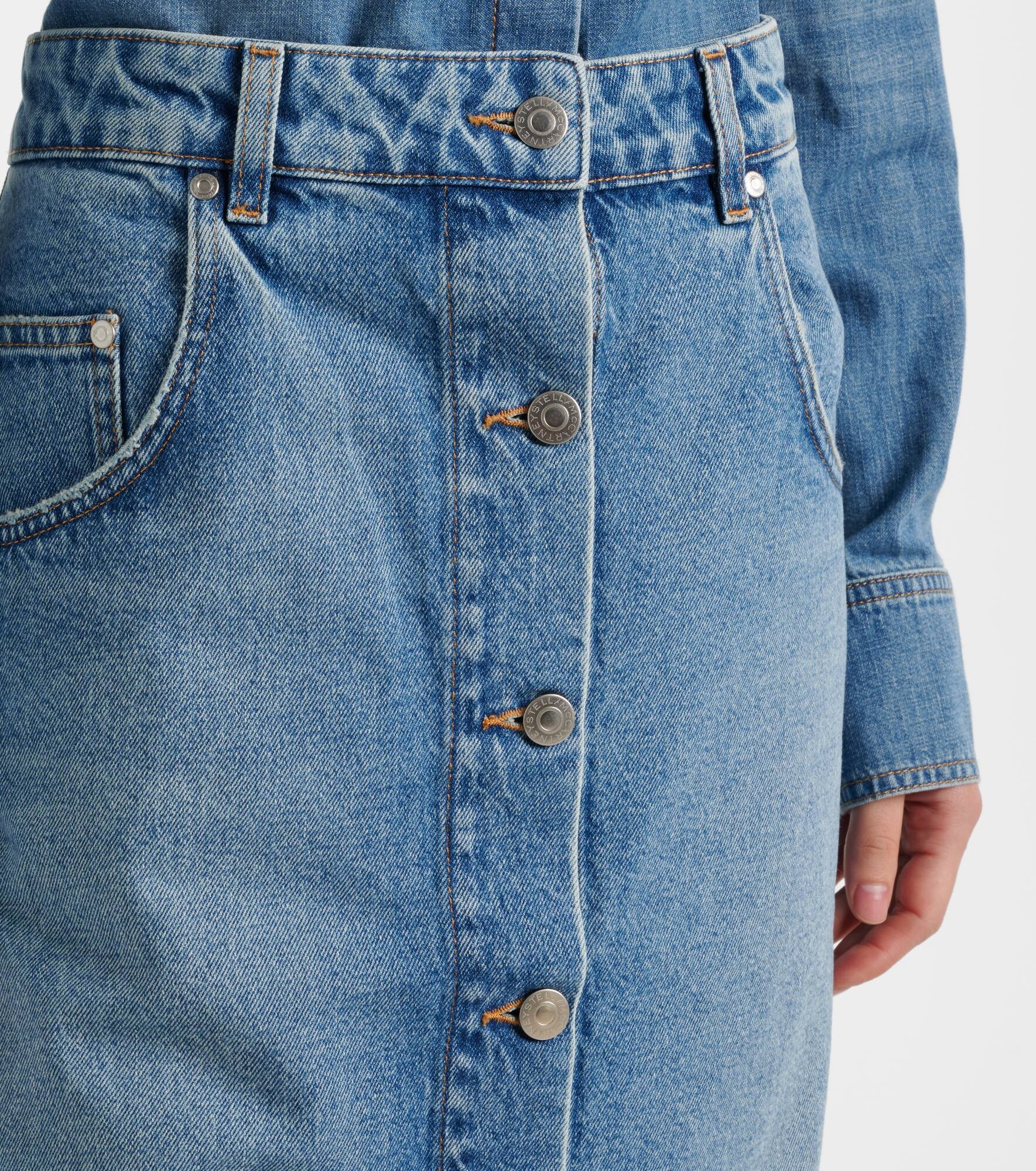 Chain-detail denim midi skirt - 4