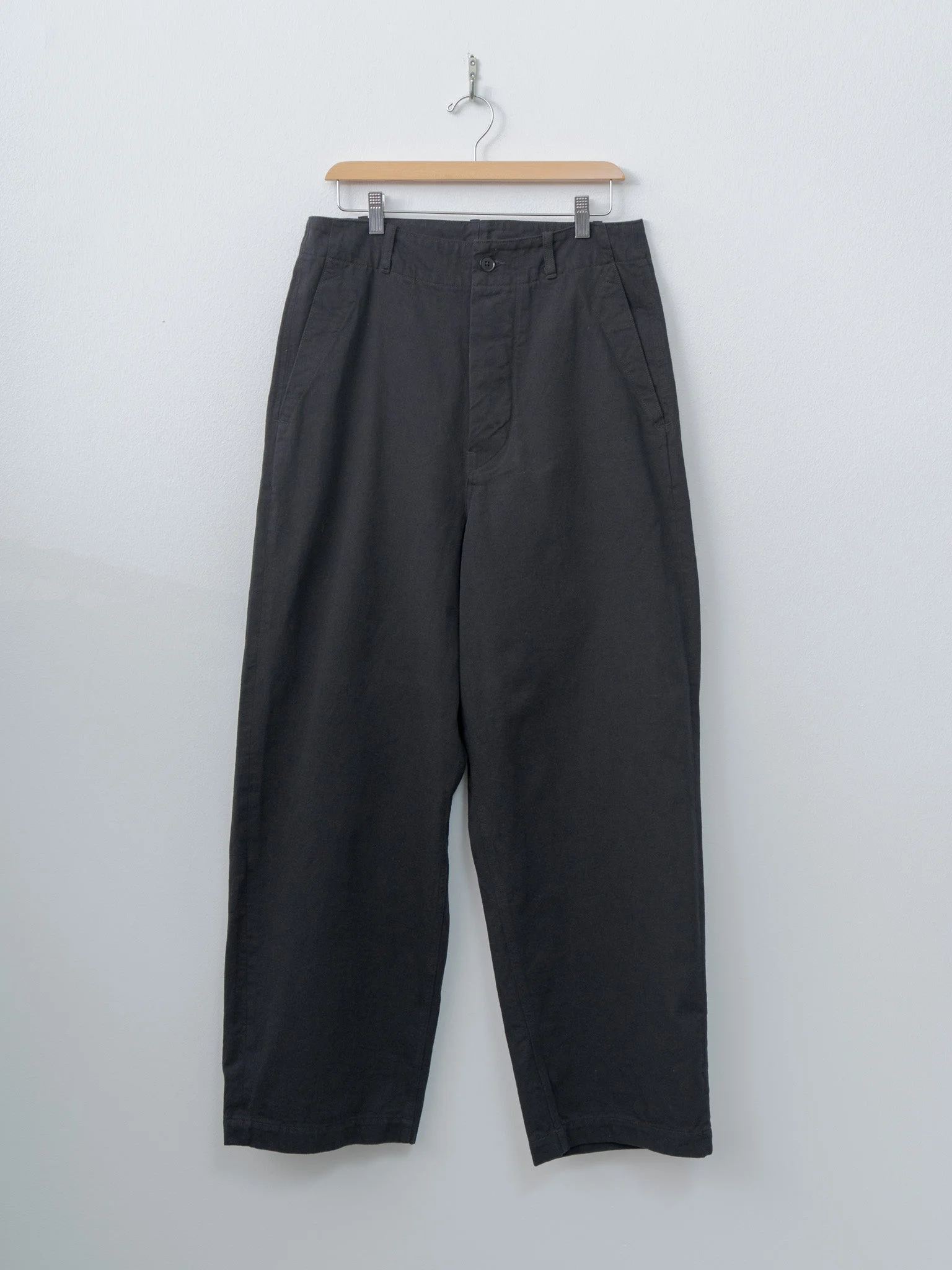 Cotton Drill Wide Pants - Black - 1