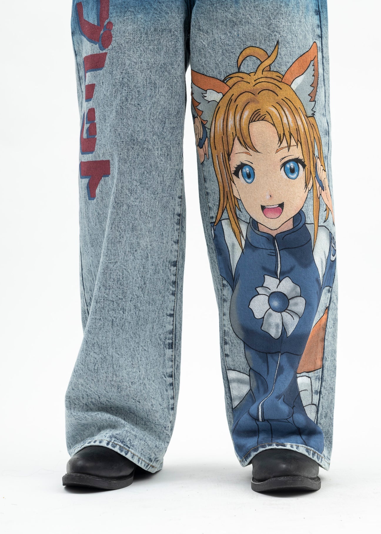 ANIME PRINT Denim Jeans /Fox - 4