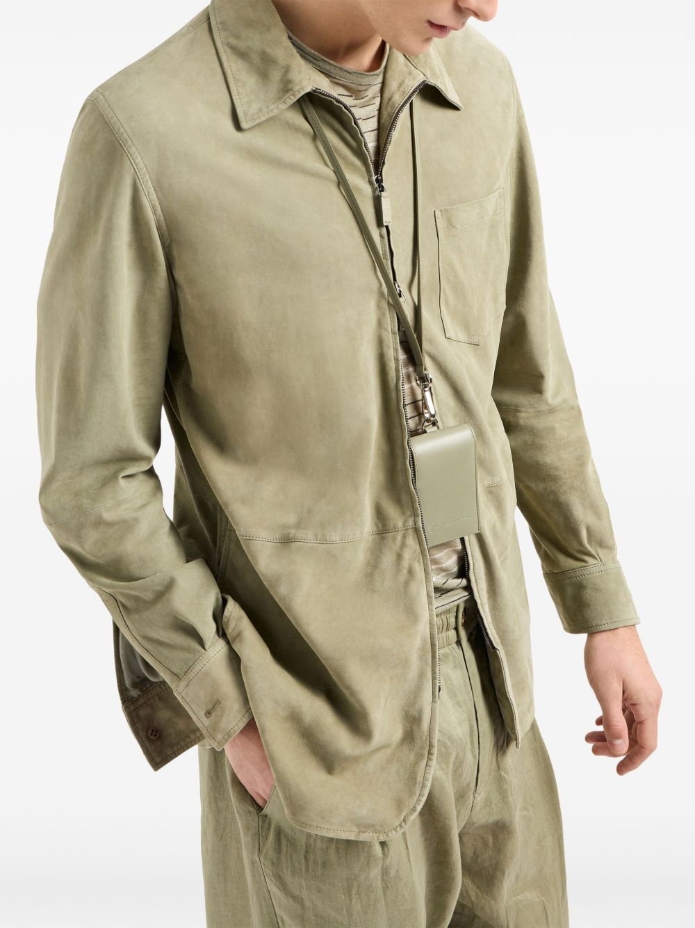zip-up suede jacket - 2