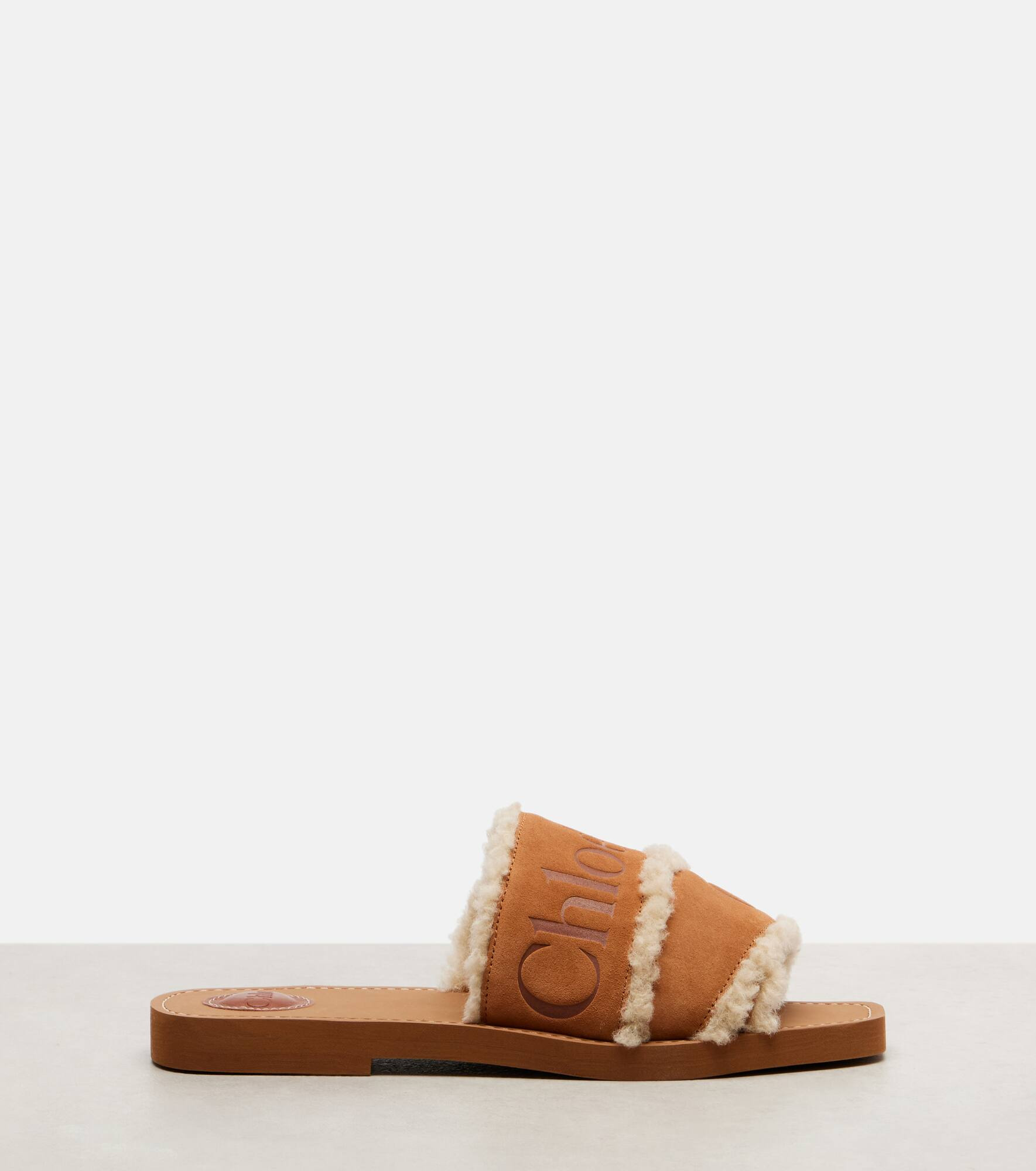 Woody logo suede slides - 4