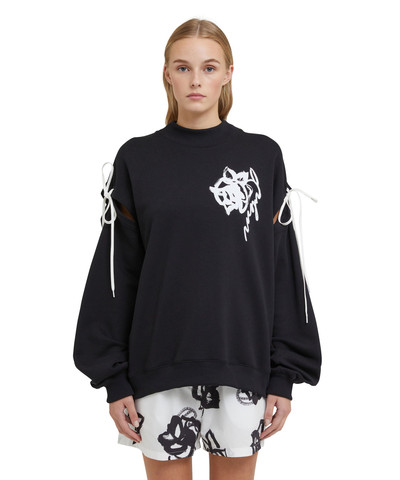 MSGM Crew-neck sweatshirt with rose brushstroke graphic outlook