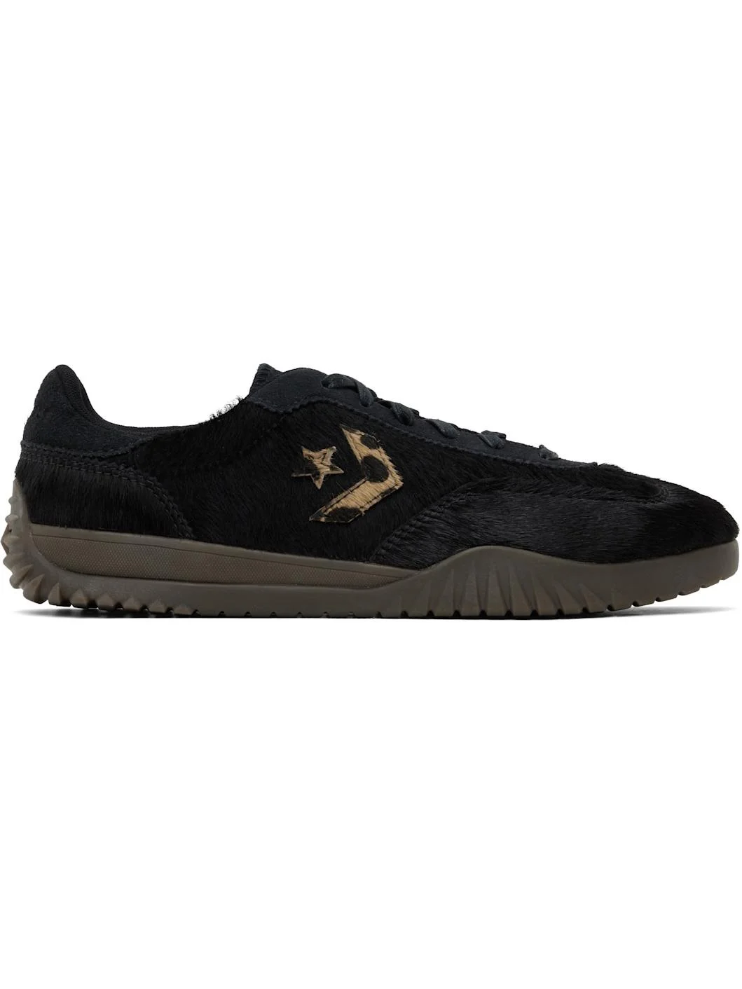 Black Run Star Trainer Pony Hair Sneakers - 1