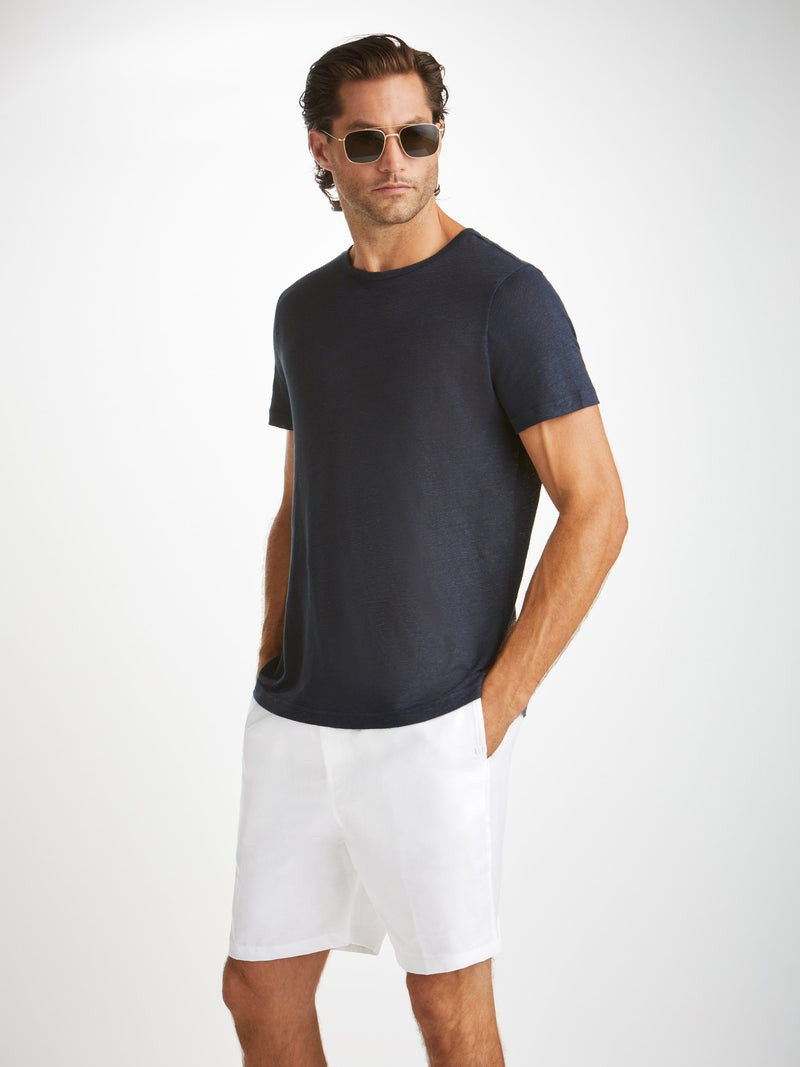 Derek Rose Men's Shorts Sydney Linen White outlook