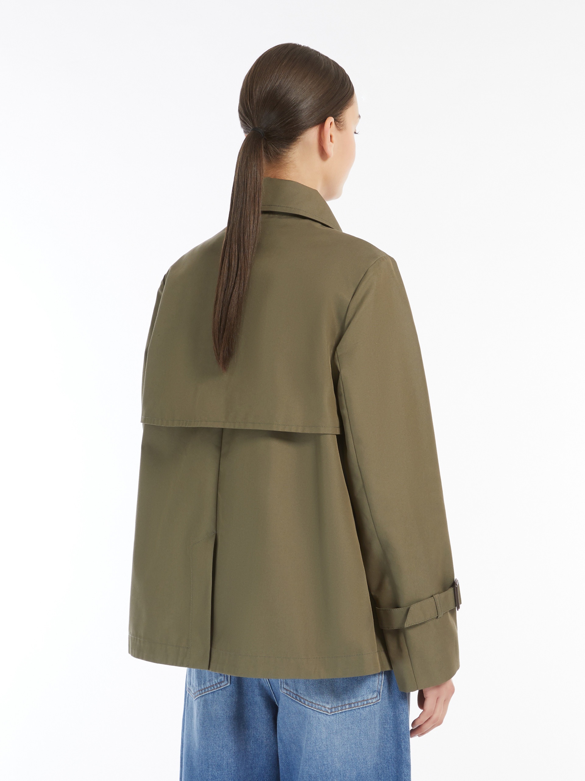 BIGLIA Water-repellent gabardine short trench coat - 4