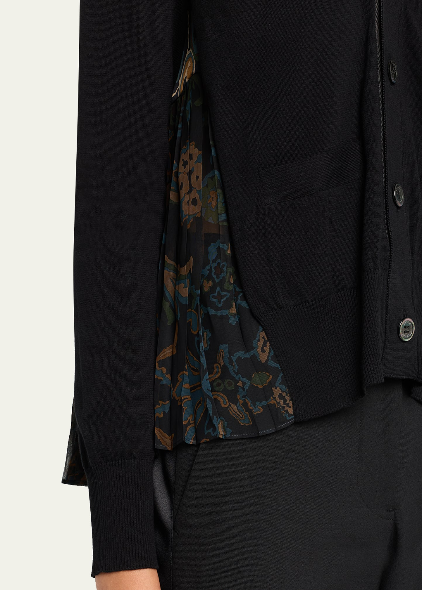 Hybrid Knit & Floral-Print Cardigan - 5