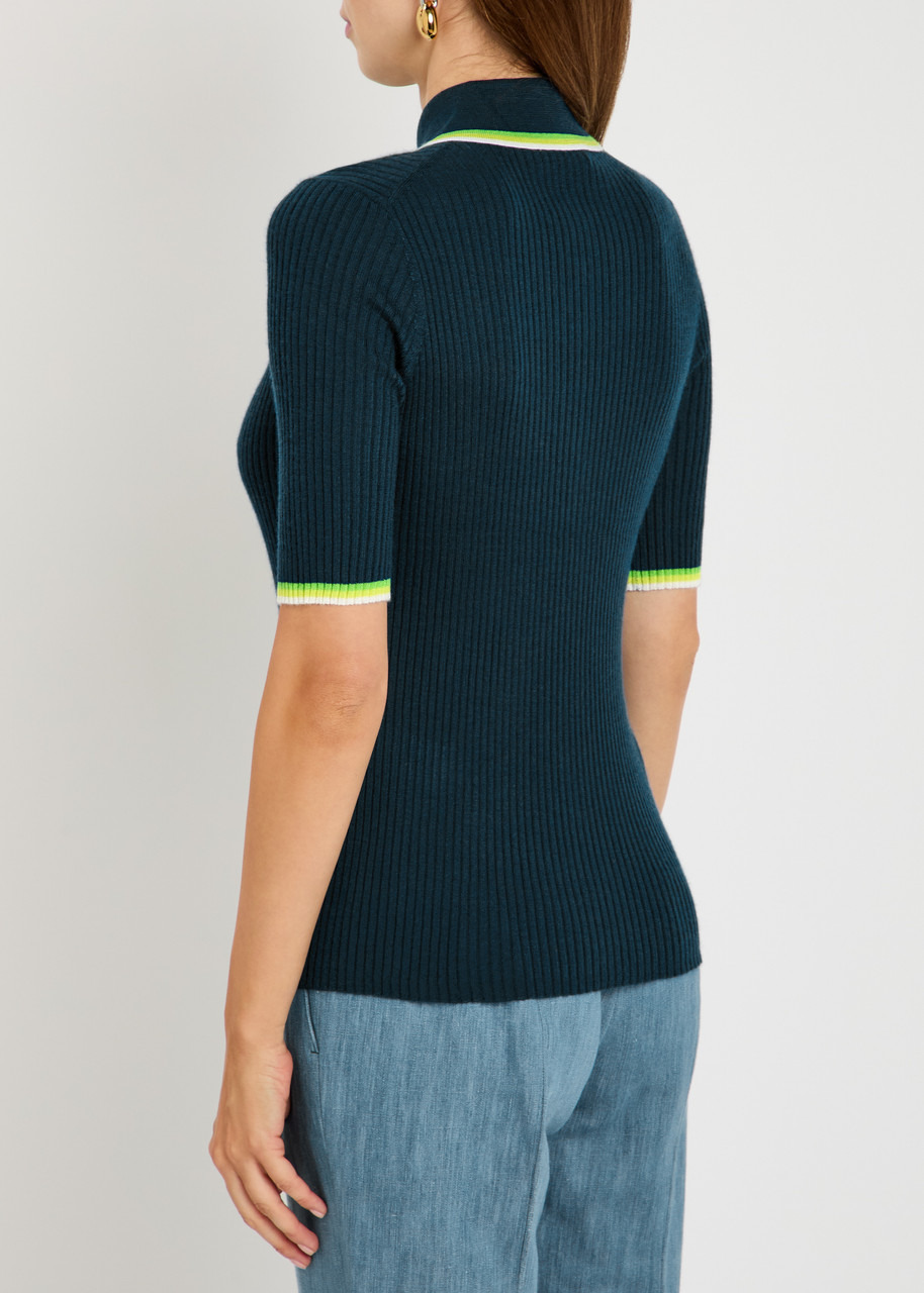 Gabriela Hearst Perro Ribbed Cashmere and Silk-blend Polo Shirt - 3