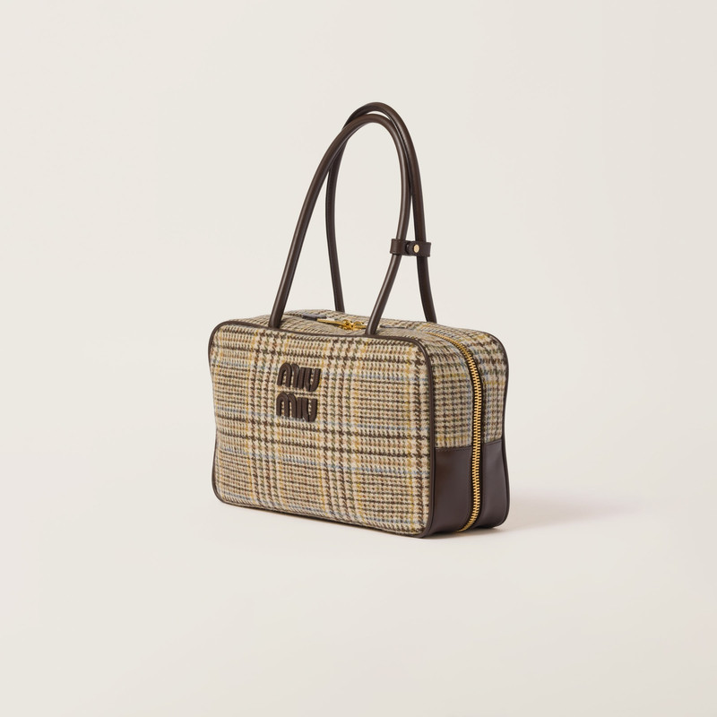 Beau tartan top-handle bag with leather details 3