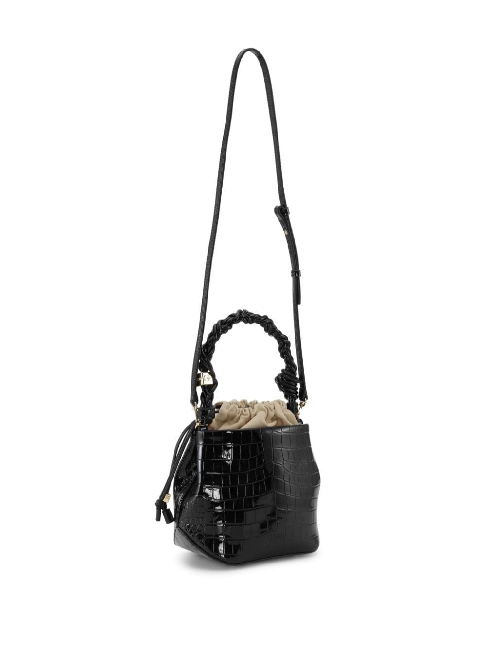 Bou crocodille-effect leather bucket bag - 4