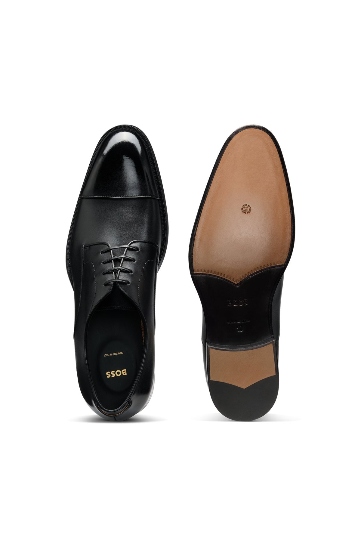 LEATHER DERBY SHOES WITH CAP TOE - 4