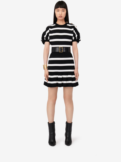 Alexander McQueen Women's Striped Ruffle Mini Skirt in Black/ivory outlook