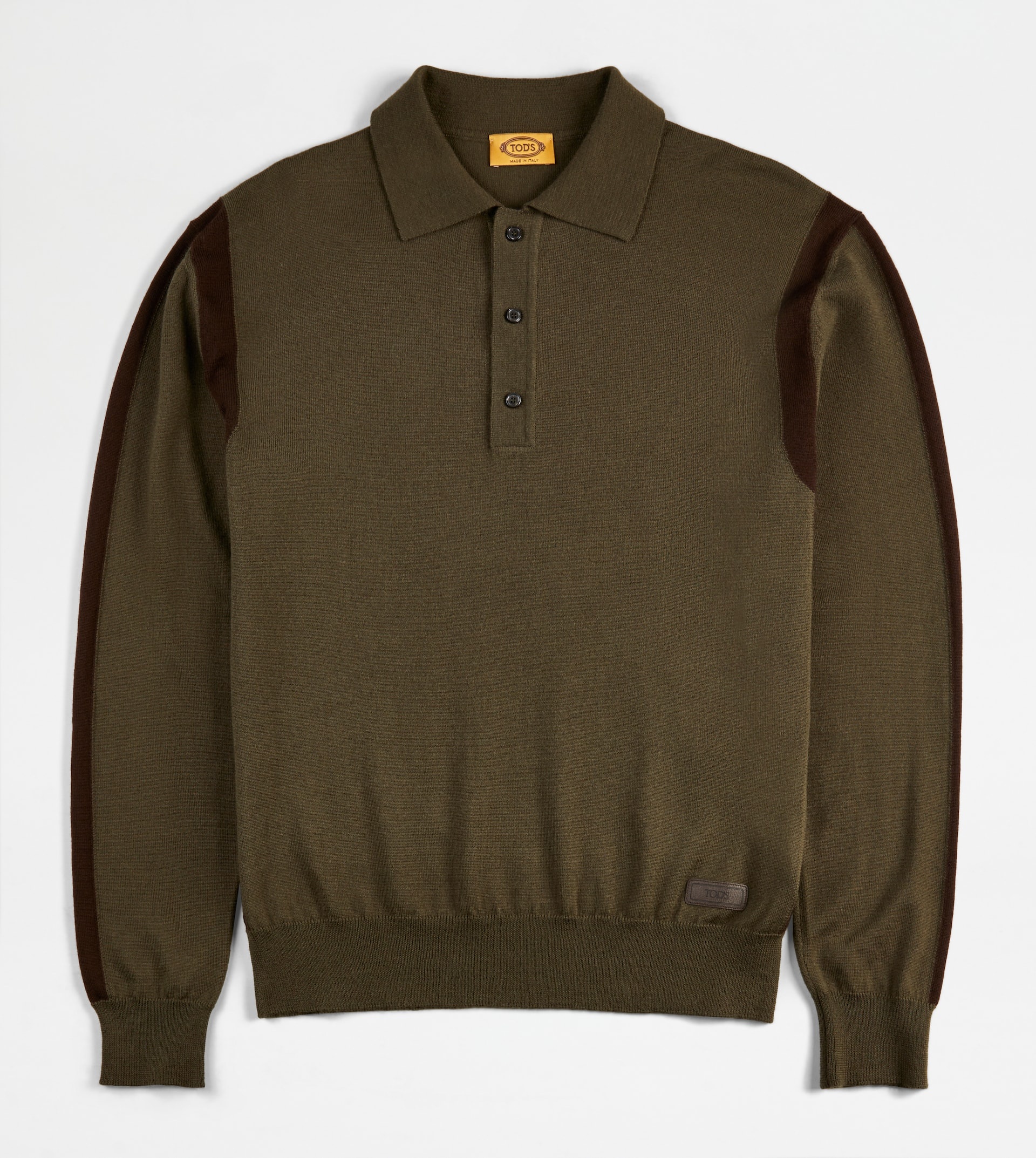 POLO SHIRT IN WOOL - GREEN, BROWN - 1