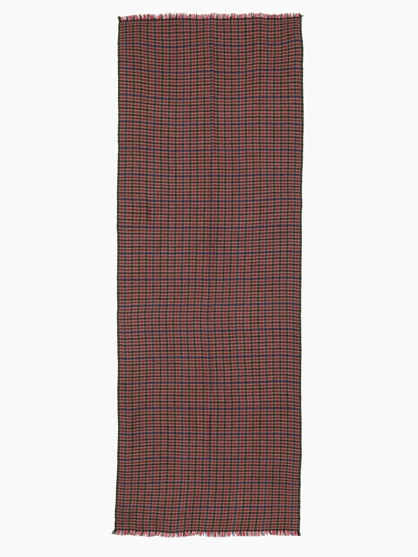 Dash shepherd-check wool-blend twill scarf - 3