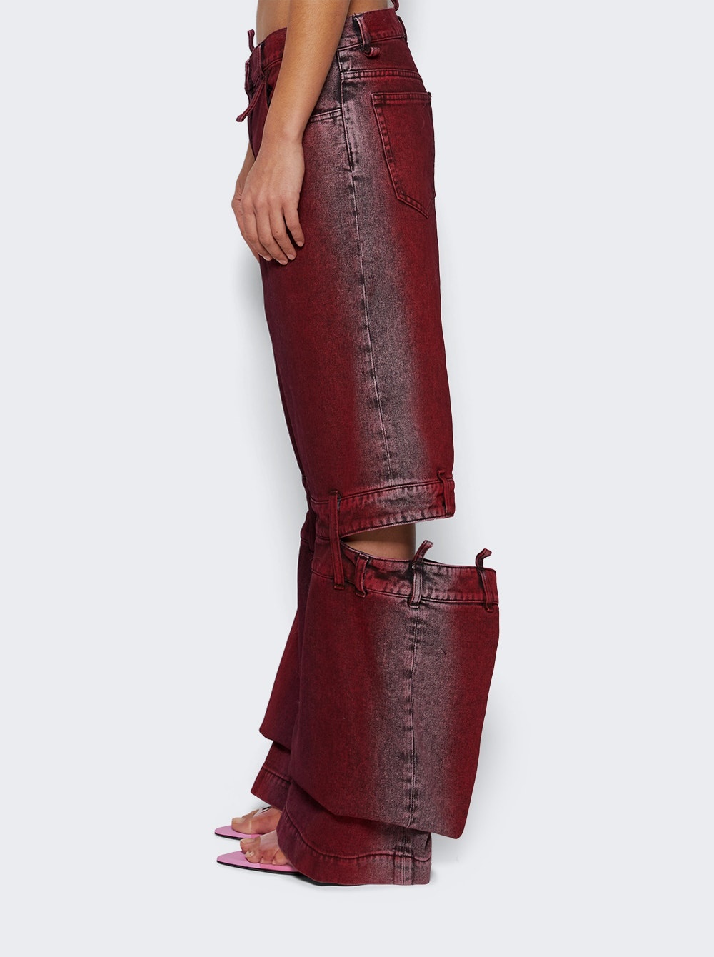 Cutout Mid Rise Jeans Red And Purple - 4