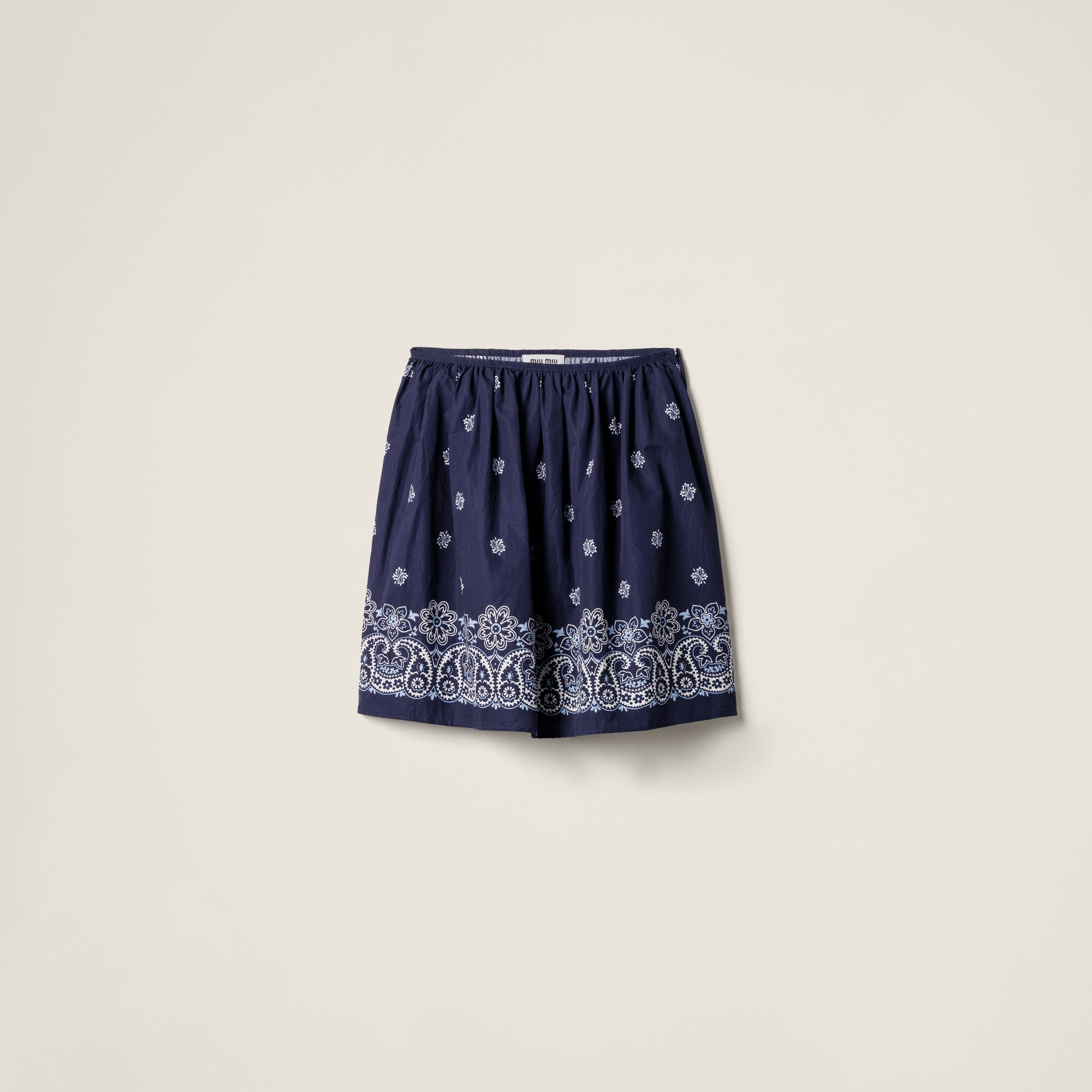 Printed slubbed poplin skirt - 1
