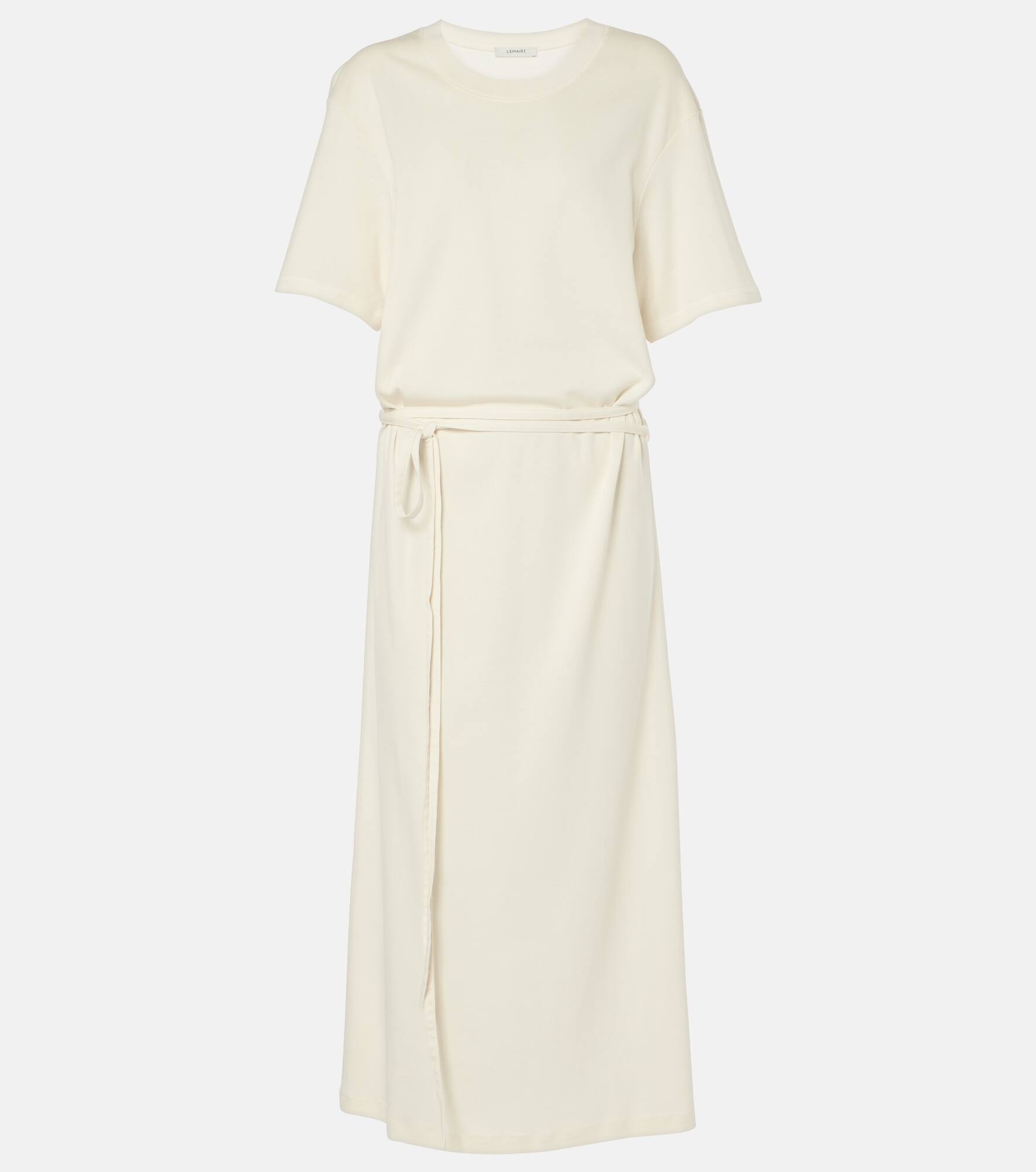 Belted cotton jersey midi dress - 1