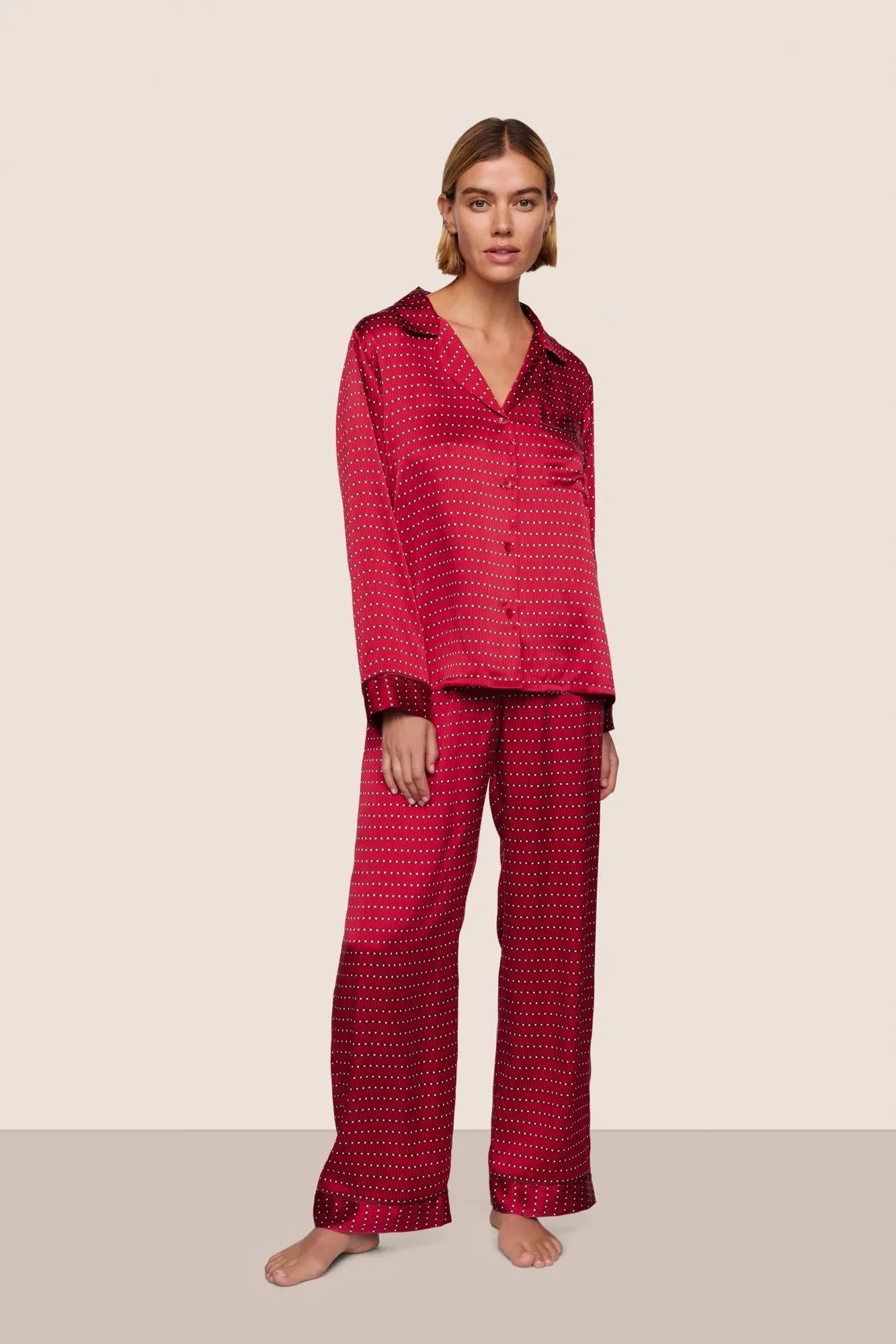 Inez Washable Silk Printed Long PJ Set - 1