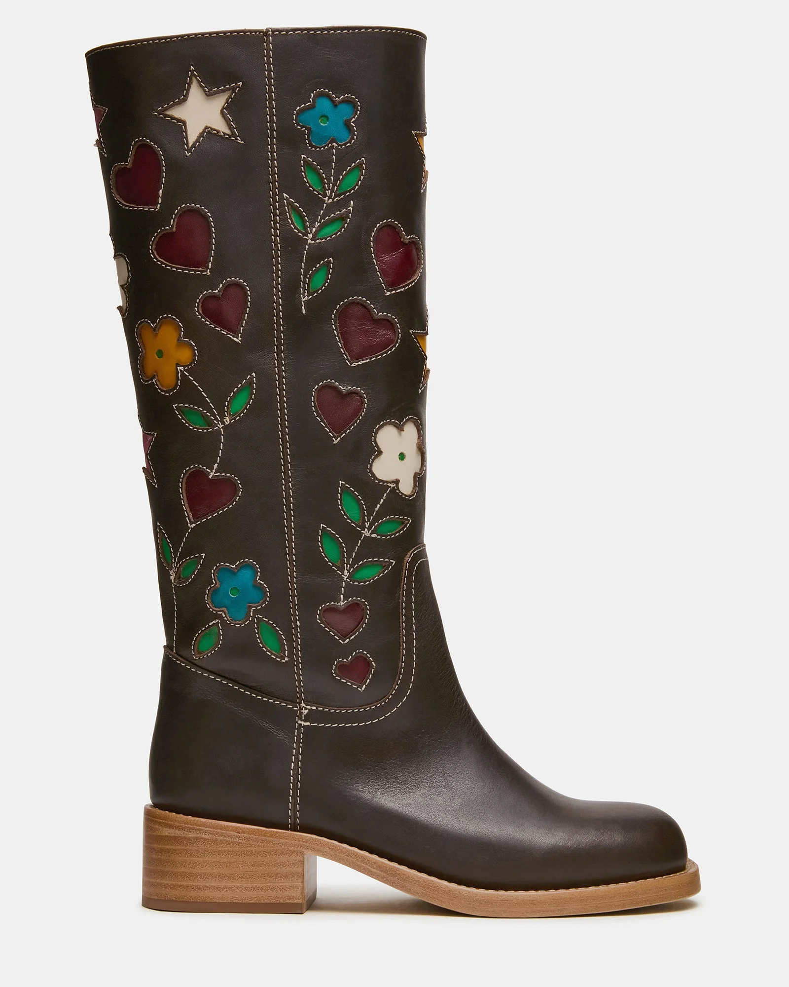 RIGGS FLORAL BROWN LEATHER - 1