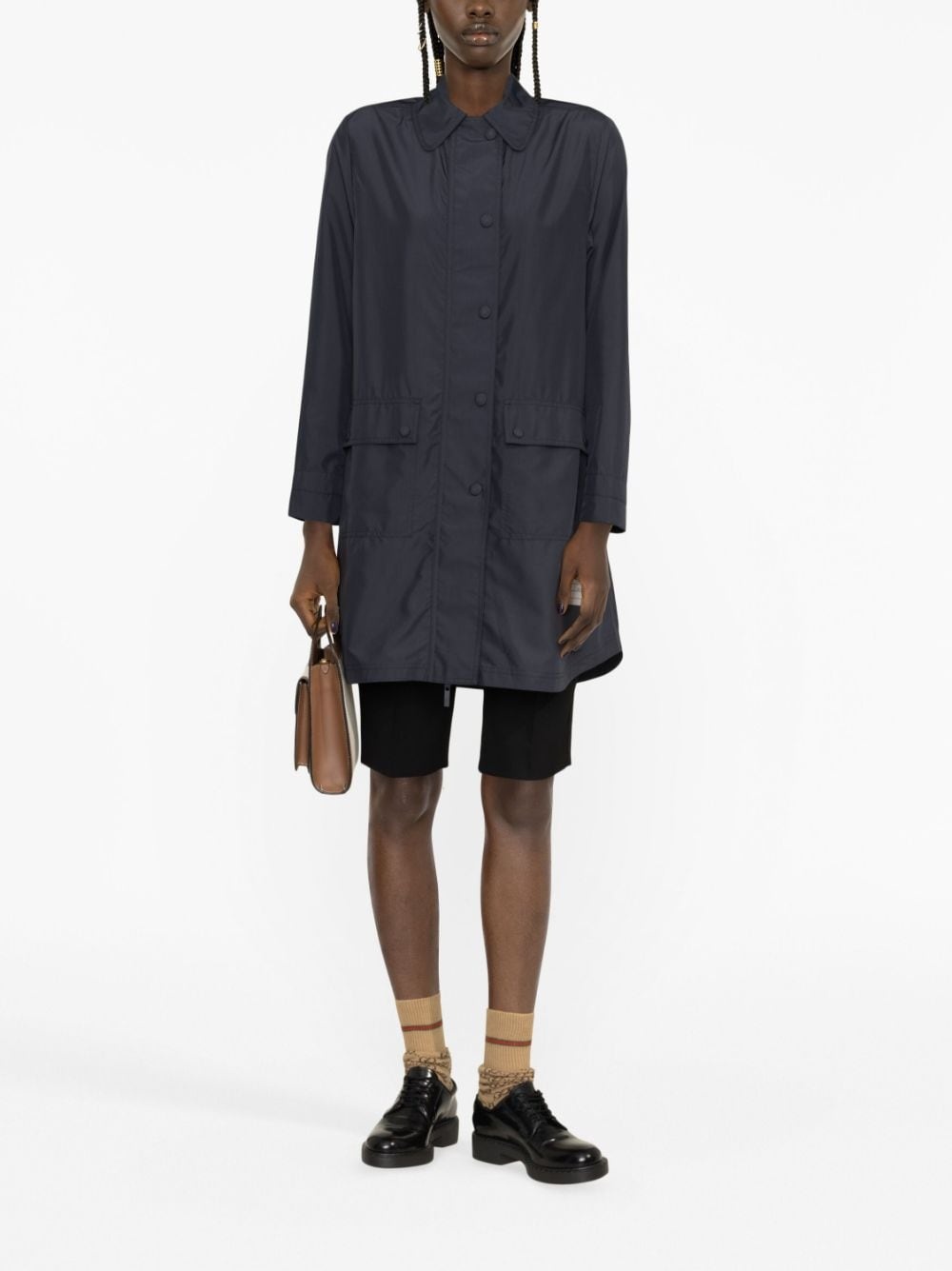 rounded-collar button-up coat - 2