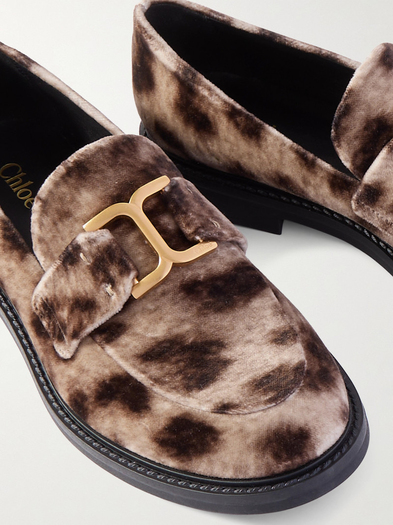 Marcie Leopard-print Velvet Loafers 4