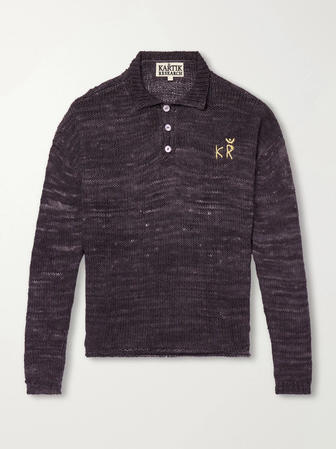 Eri Logo-Embroidered Knitted Silk Polo Shirt - 1