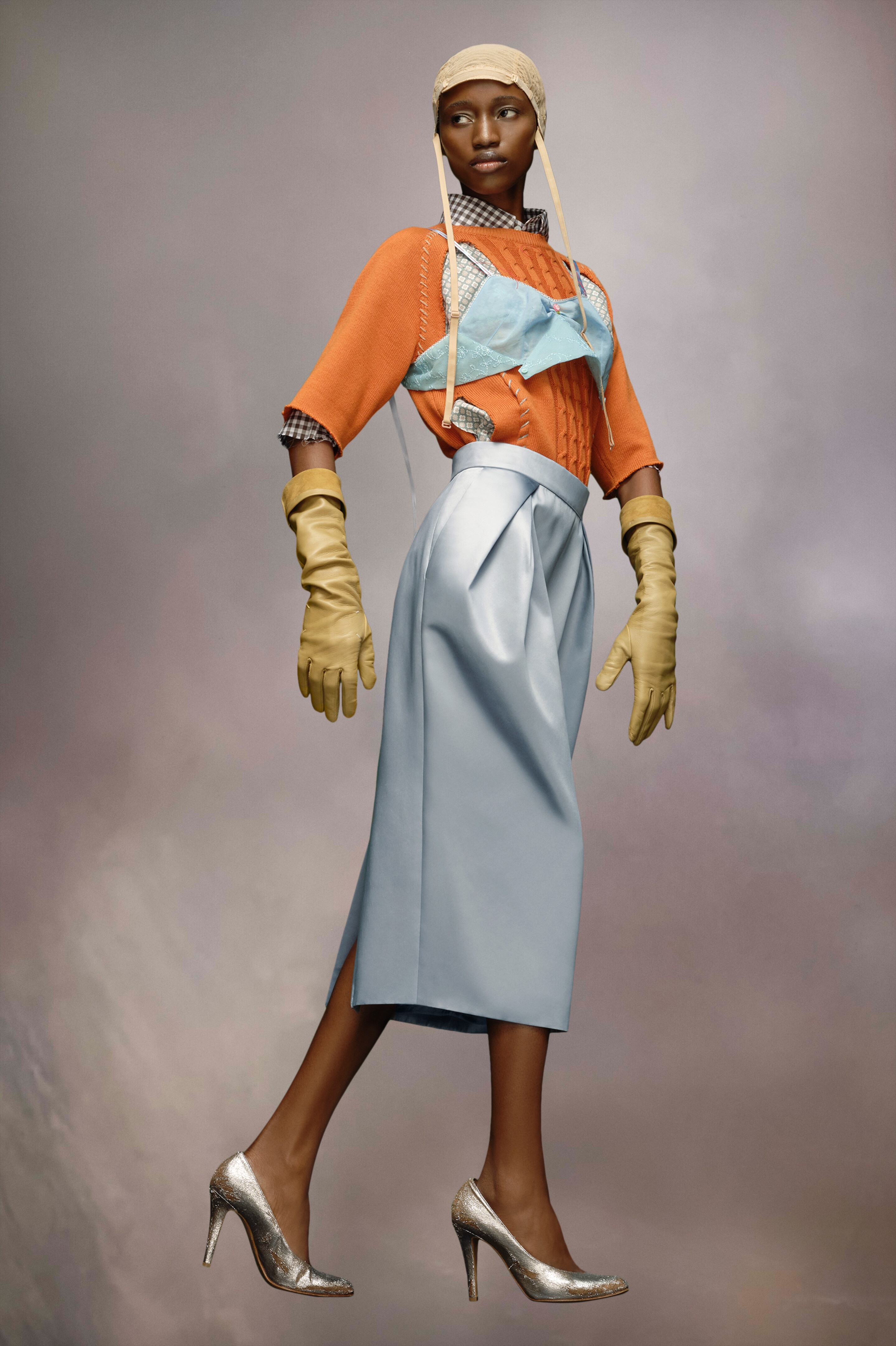 Cintzed satin skirt - 3