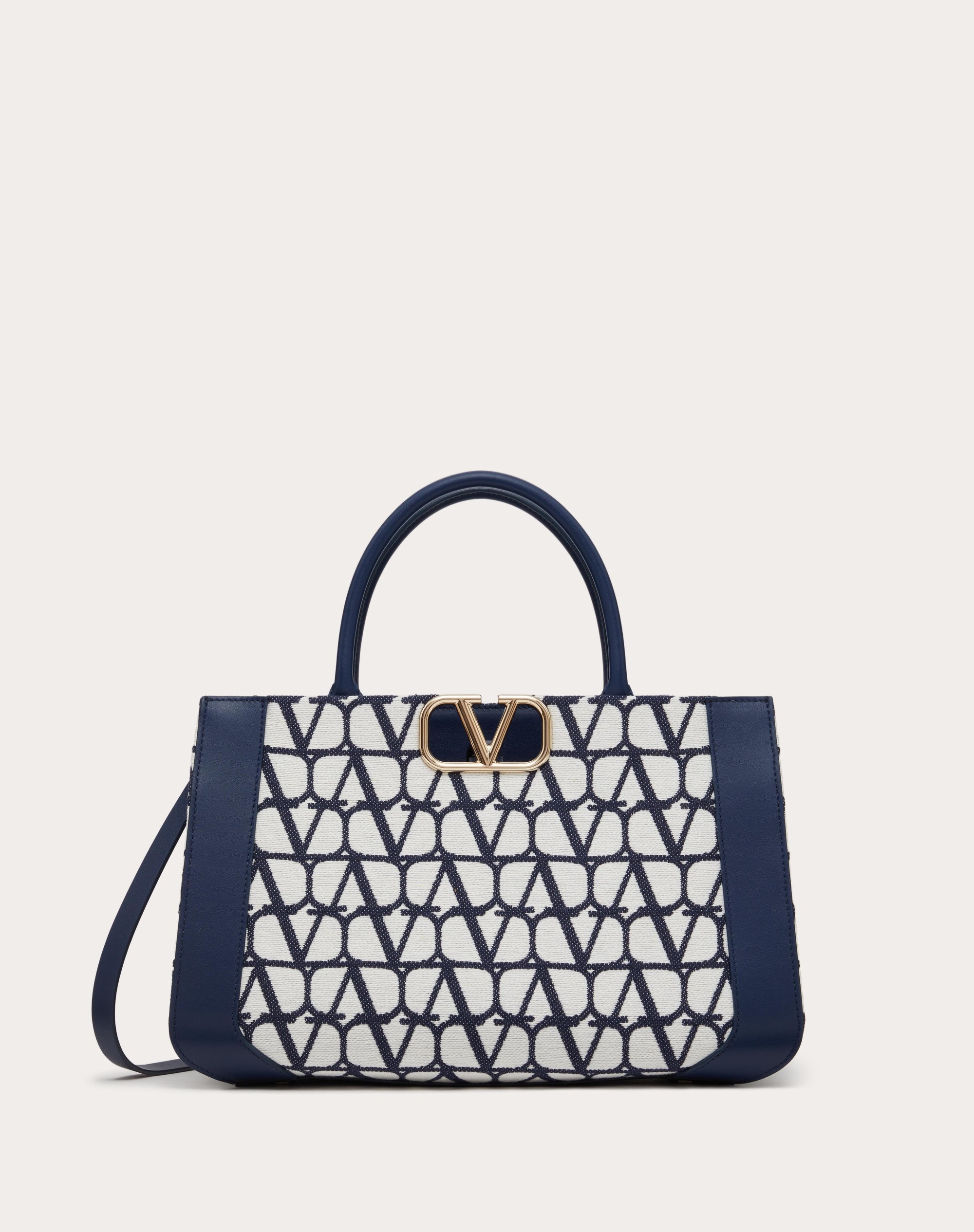 MEDIUM VLOGO SIGNATURE HANDBAG IN COTTON TOILE ICONOGRAPHE - 1