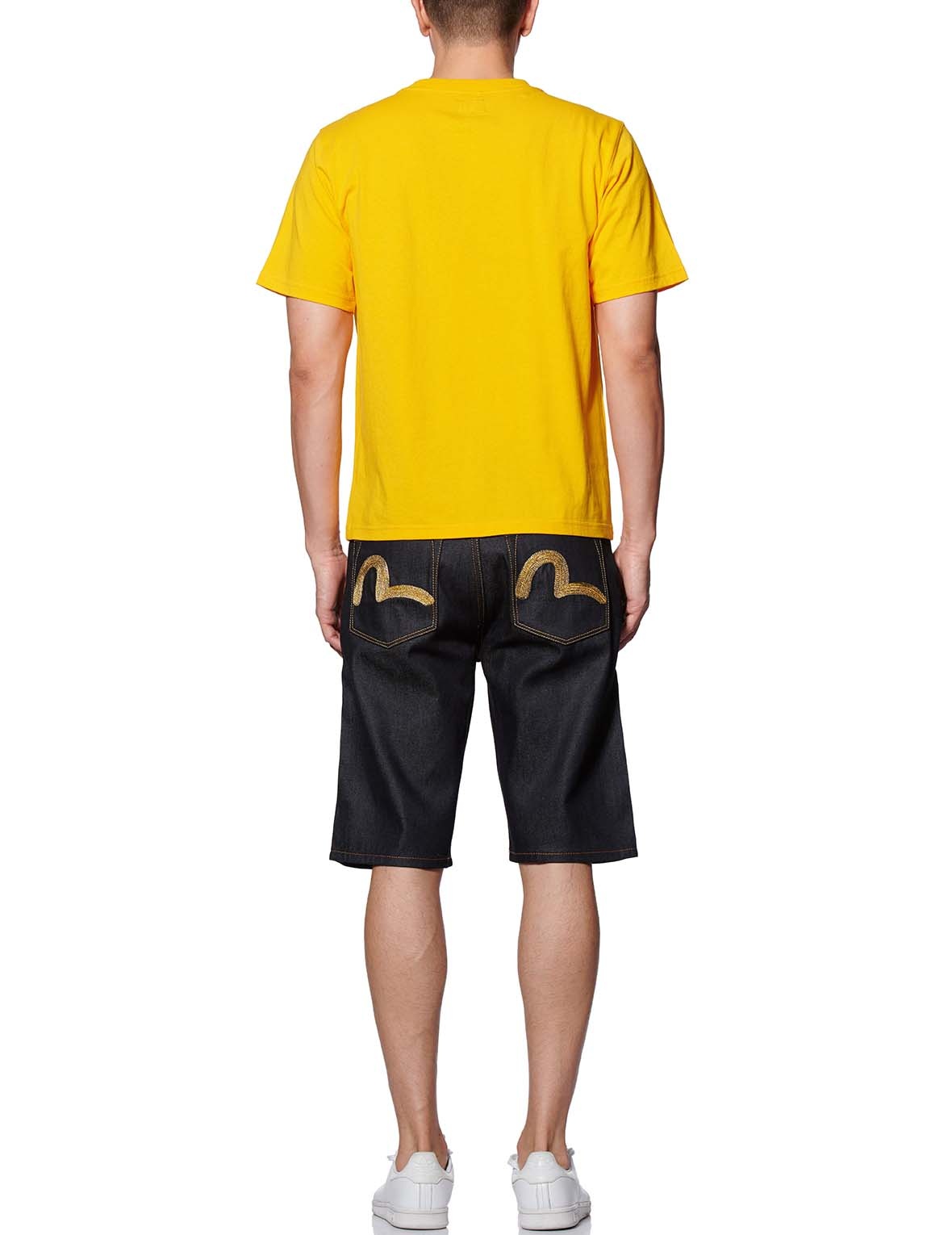 GOLD SEAGULL EMBROIDERED DENIM SHORTS - 2