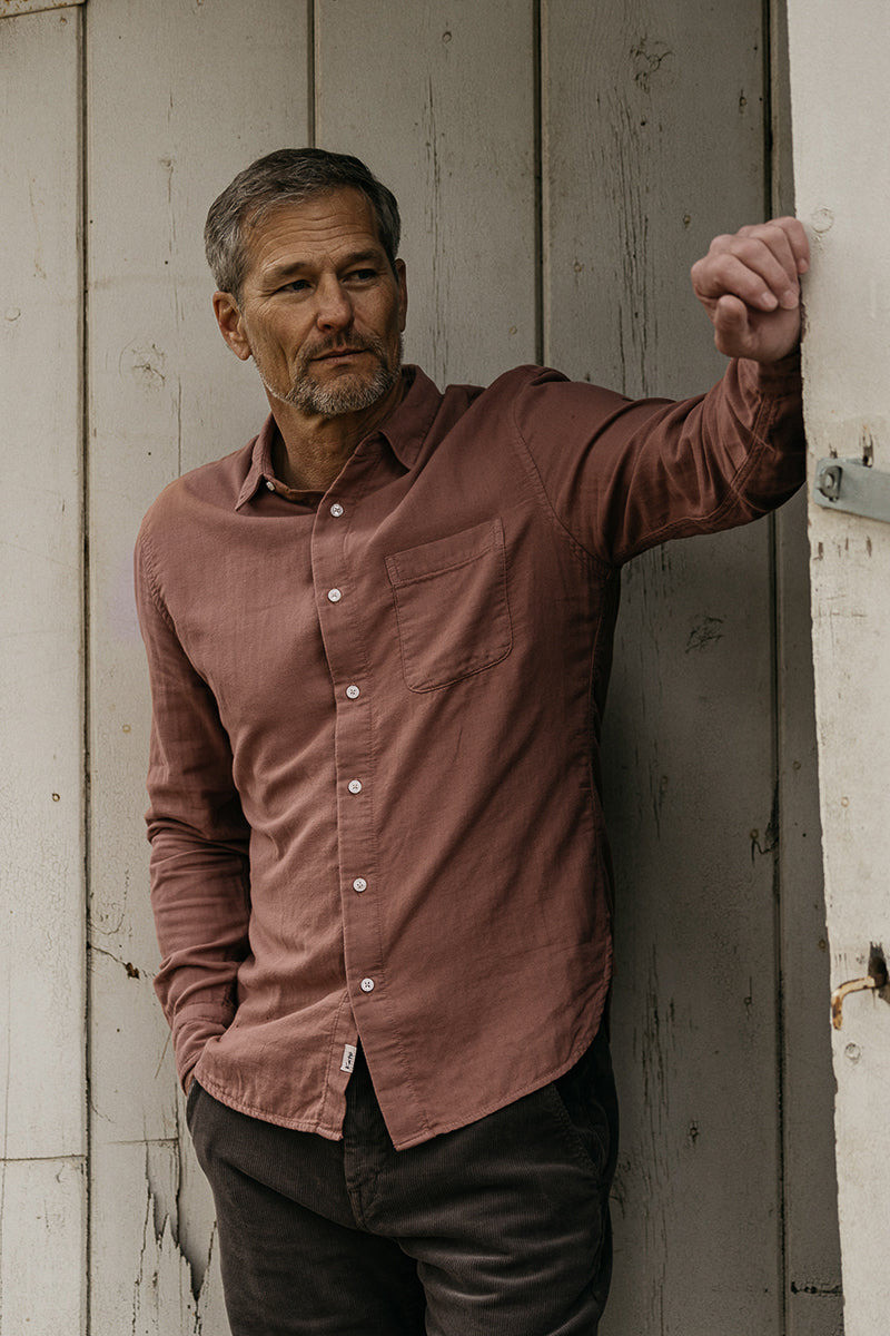 HIROSHI KATO The Ripper Double Gauze Organic Cotton Shirt - Cinnamon outlook