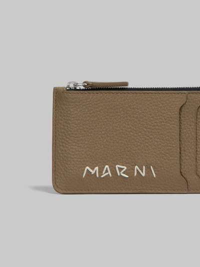 Marni BROWN LEATHER CARD CASE WITH MARNI MENDING outlook