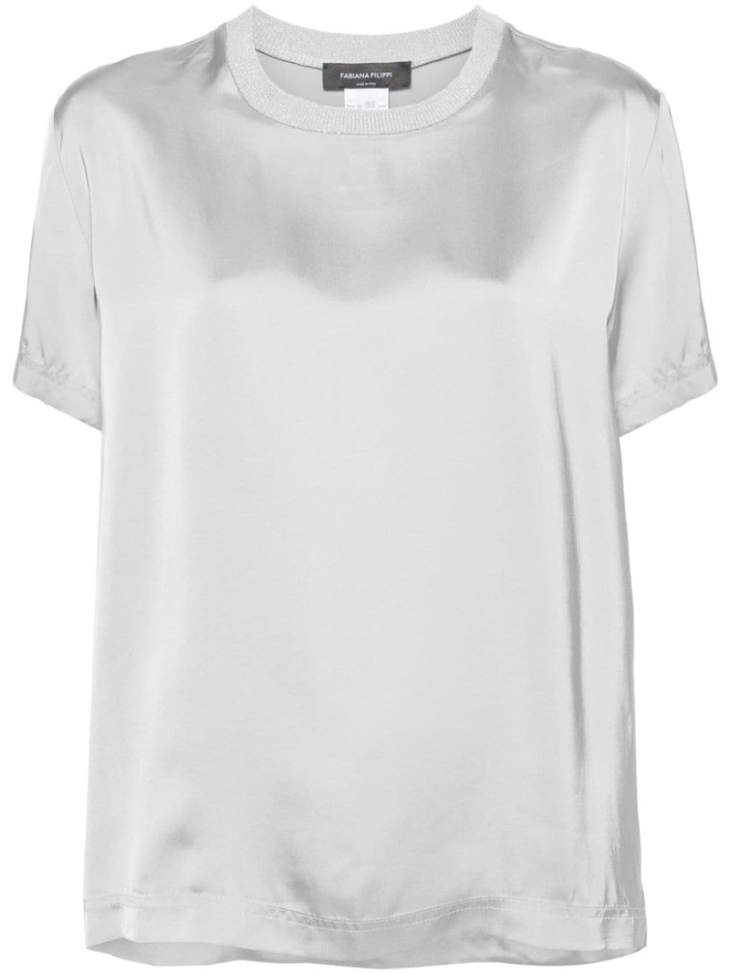 contrast-neck satin blouse 1