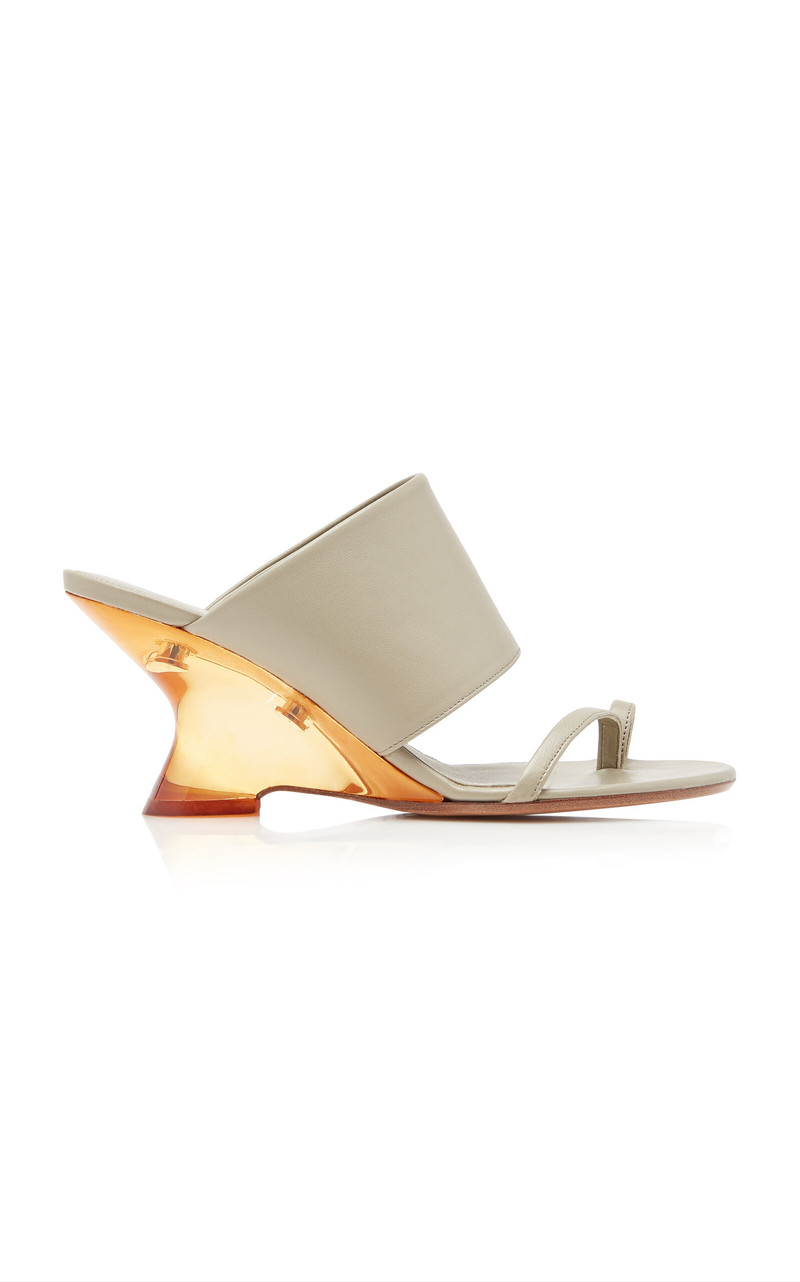 Wide-Strap Leather Sandals taupe - 1