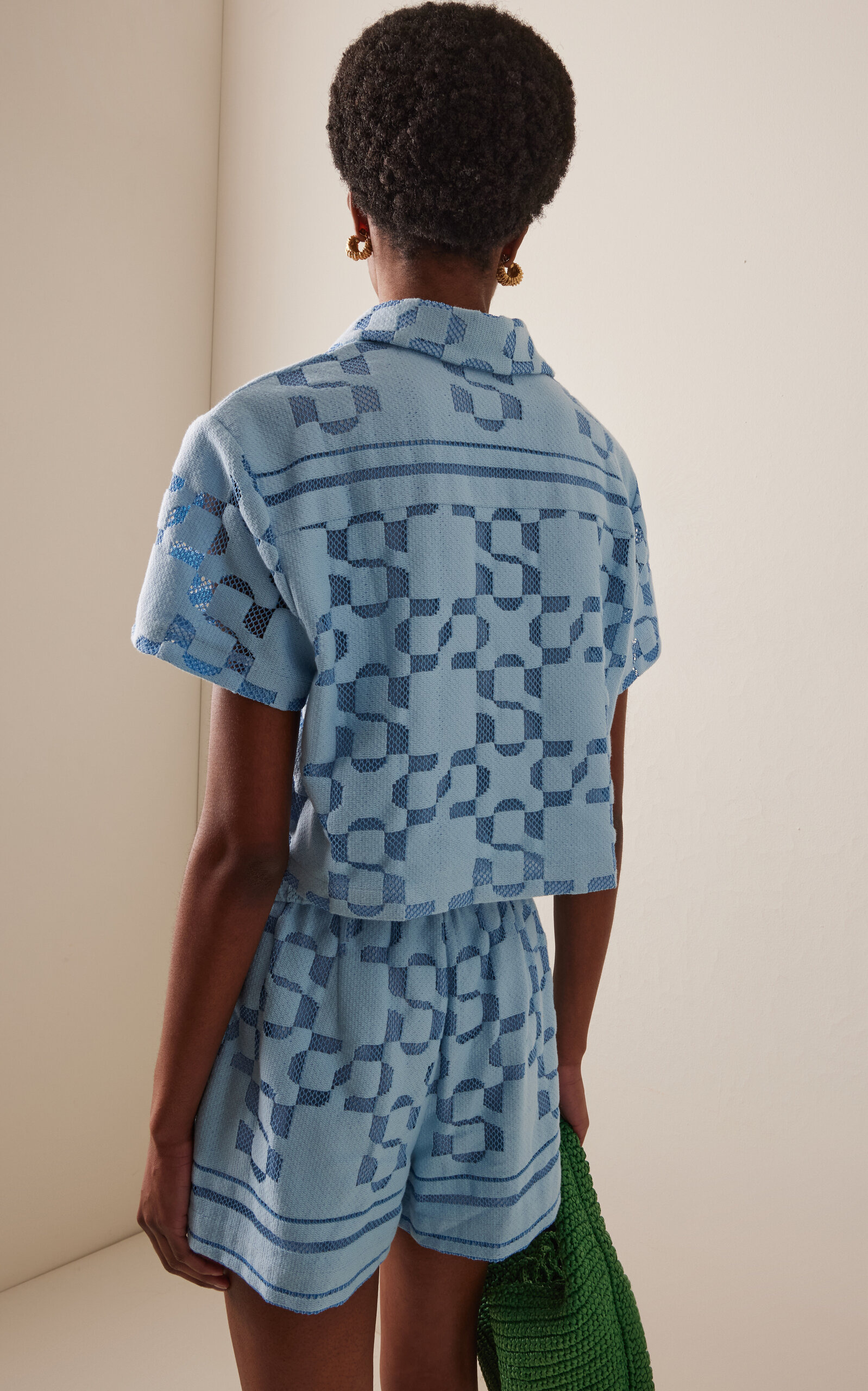 Makaia Cropped Cotton-Blend Shirt blue - 4