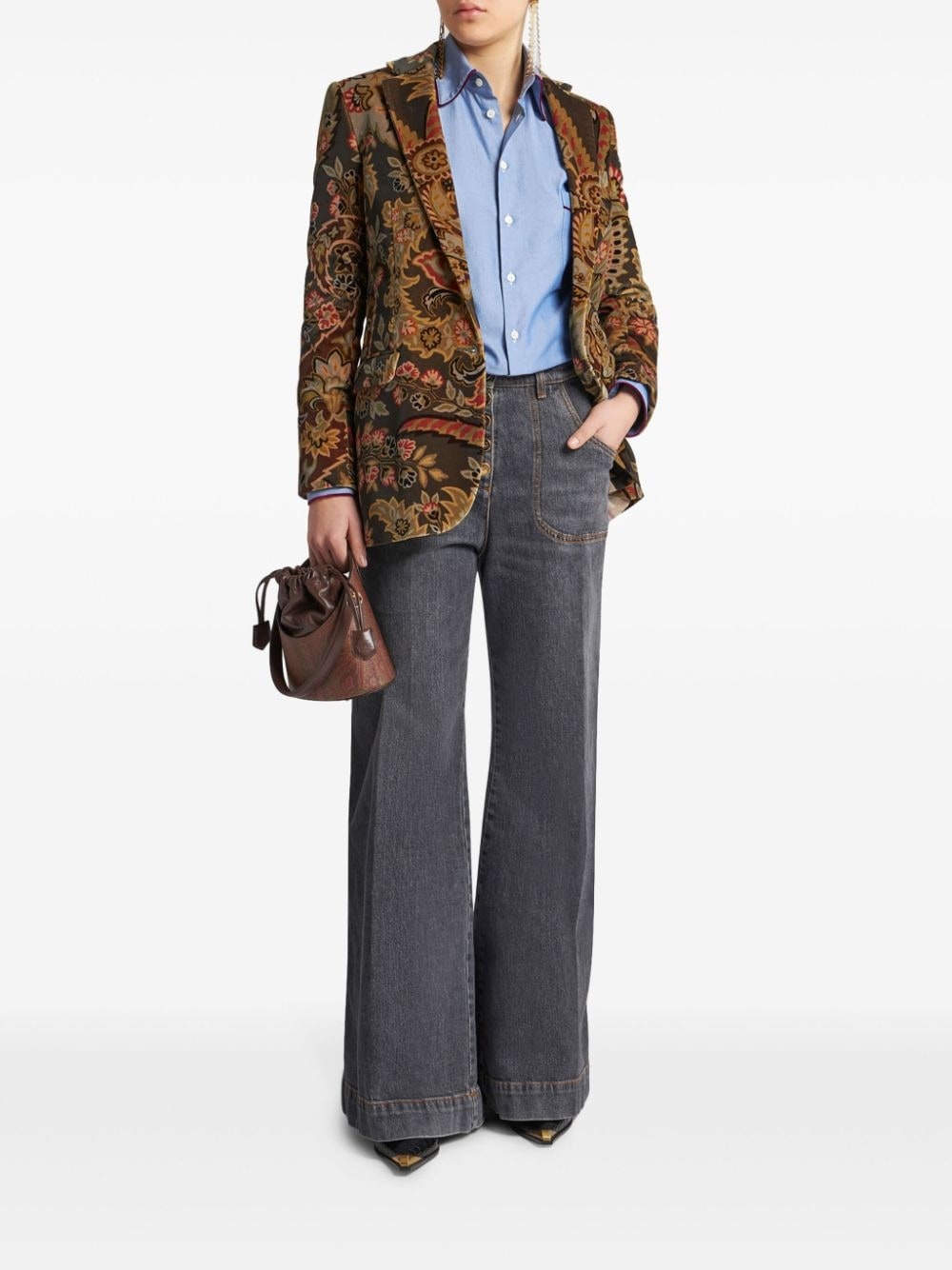 paisley-print velvet blazer - 2