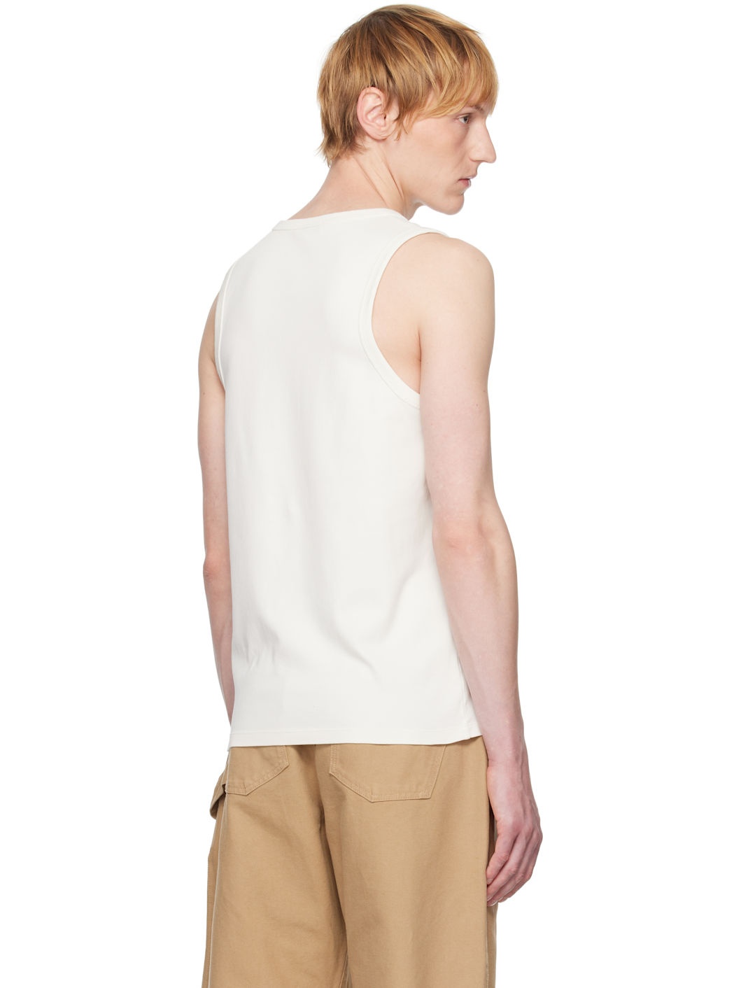 Off-White Henley Woven Tank Top - 3