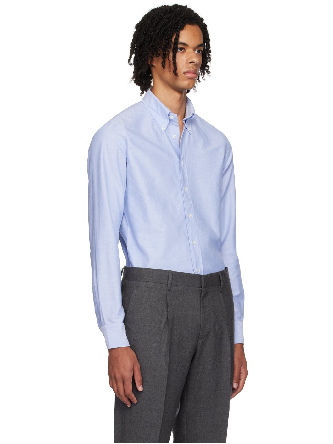 Blue Button-Down Collar Shirt - 2