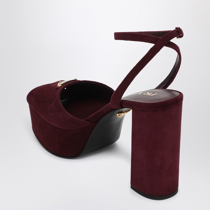Prada Sandali Plateau In Suede Bordeaux Women - 2