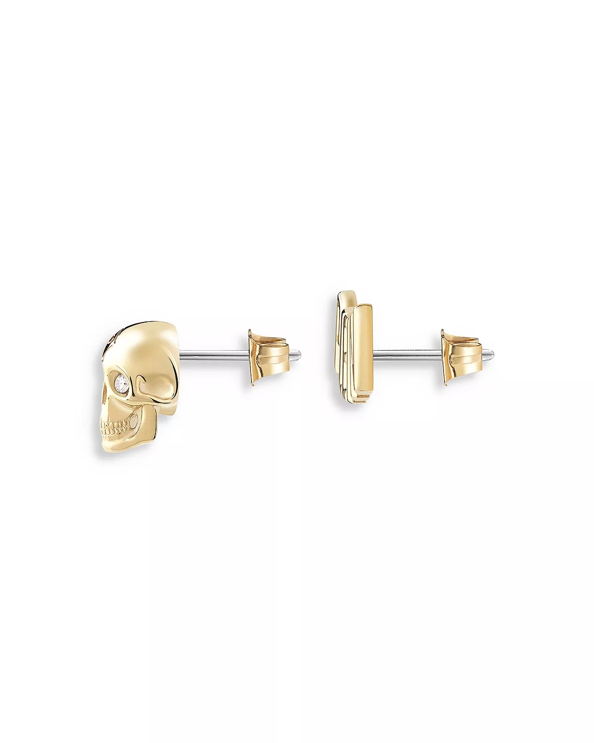 Lettering Gold Tone Stud Earrings, 0.3"W - 5