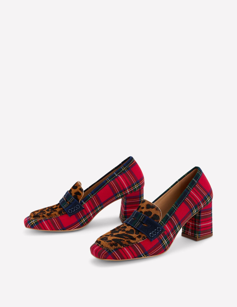 Sol Block Heeled Penny Loafers-Tartan Check 4
