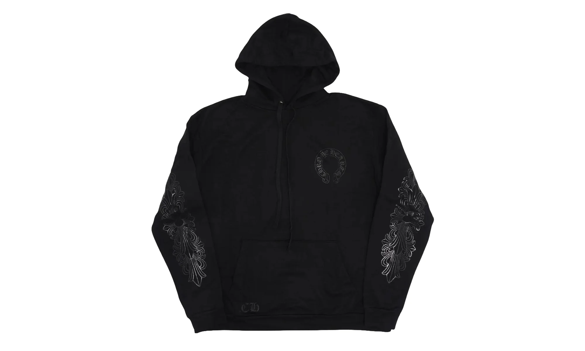 Pullover Horseshoe Floral Hoodie "Black/Black" CHRM1628 - 1