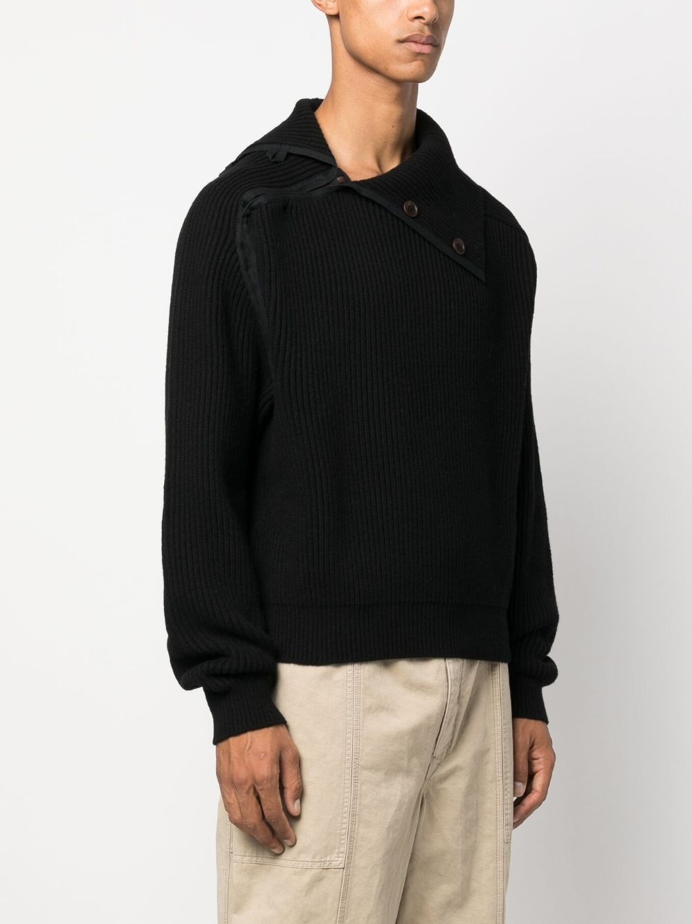 asymmetric ribbed-knit jumper - 3