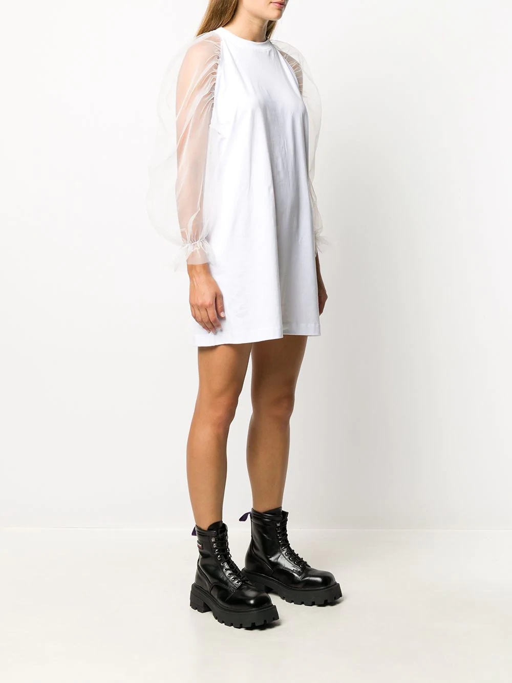 ruffle sleeve jersey dress - 3