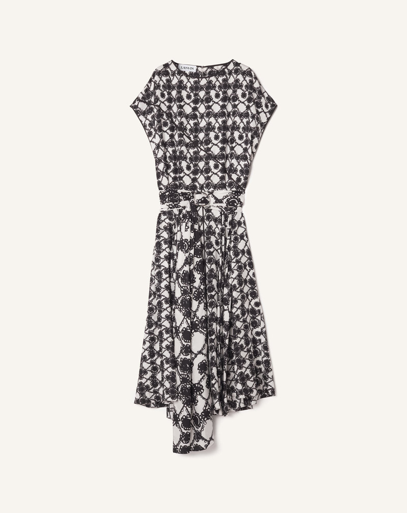 PRINTED SILK DRAPED DRESS 1