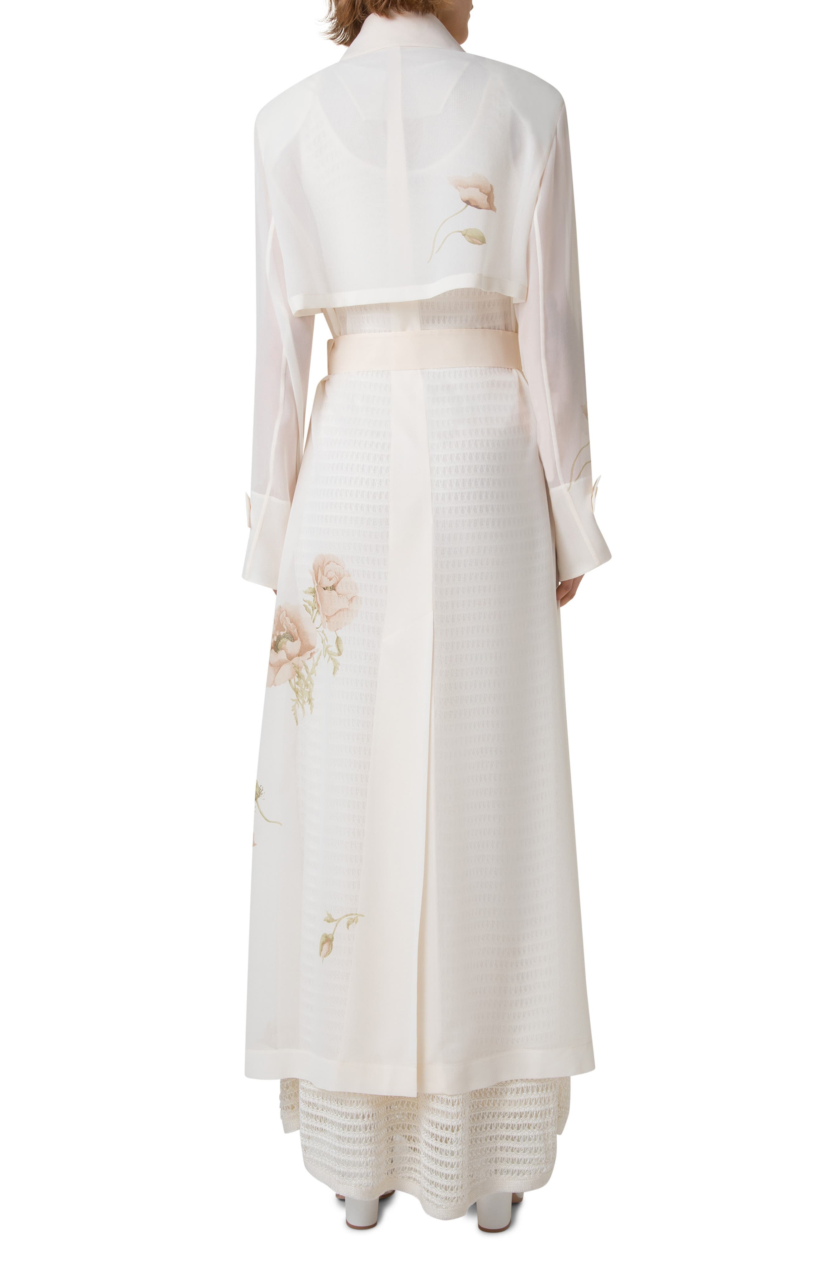 Akris Haider Silk Crepe Long Trench Coat in Ecru-Greige at Nordstrom - 2