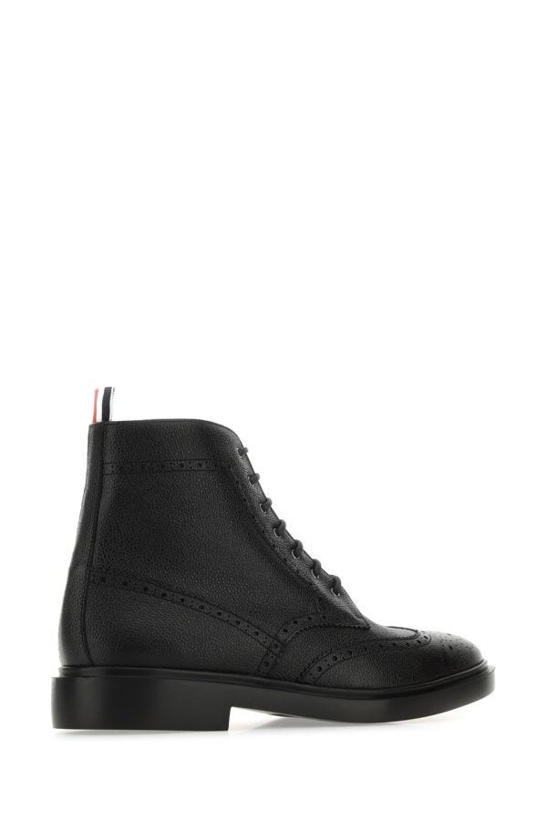 Black leather ankle boots - 3