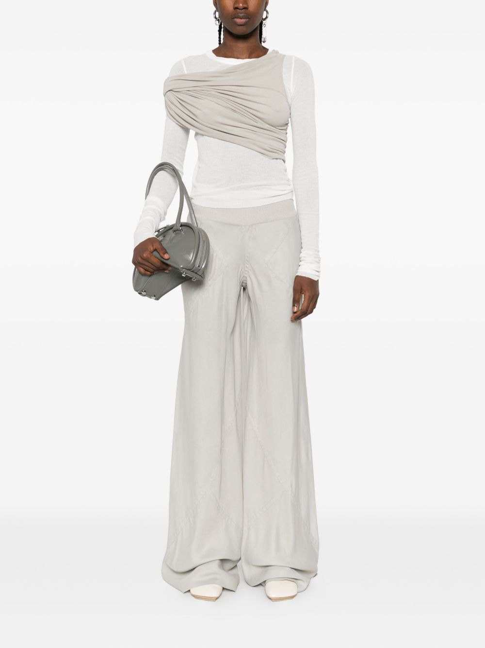 elastic-waist straigh-leg trousers - 2