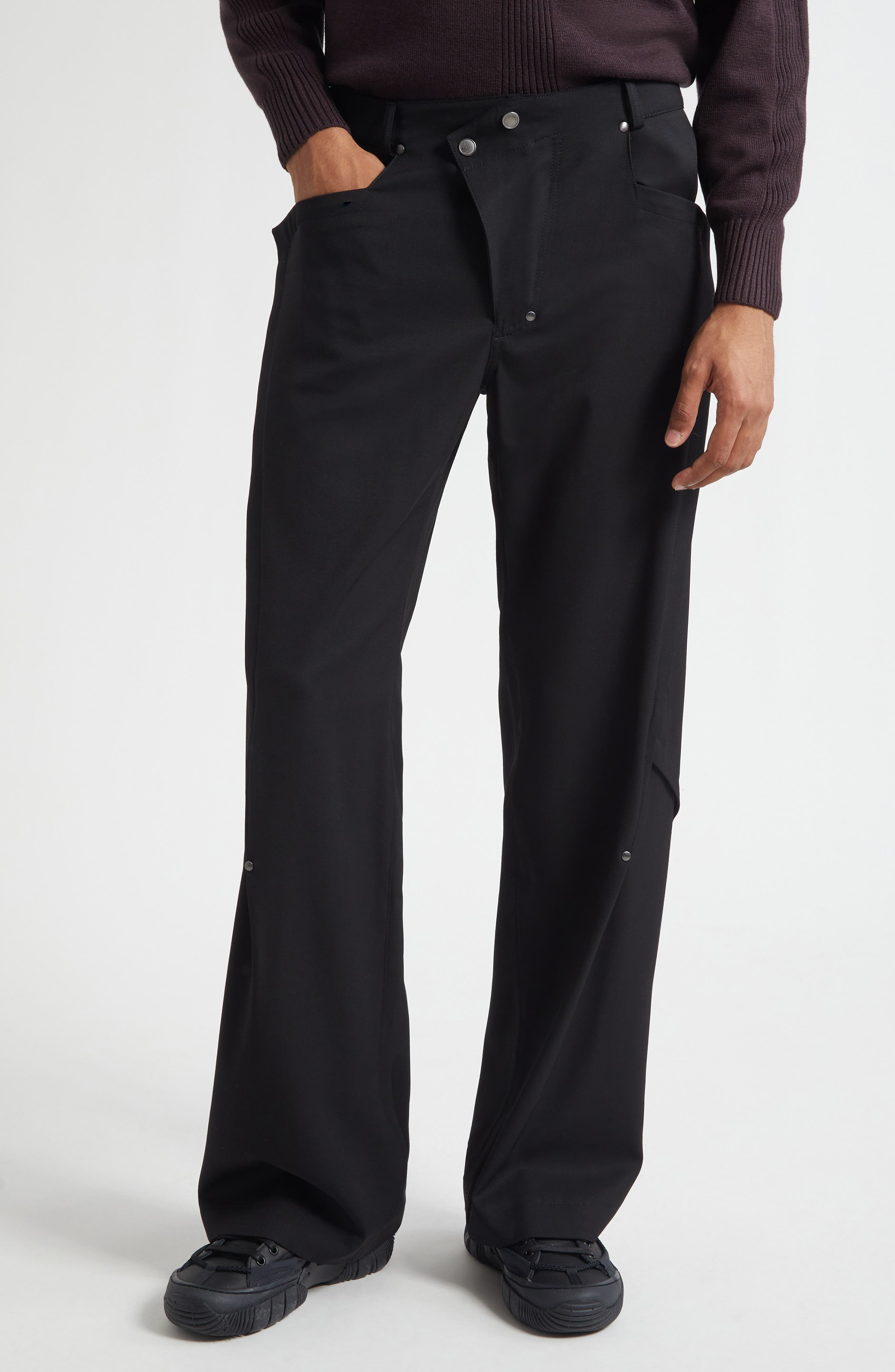 KIKO KOSTADINOV Kraner Stretch Virgin Wool Trousers in Crow Black at Nordstrom - 1