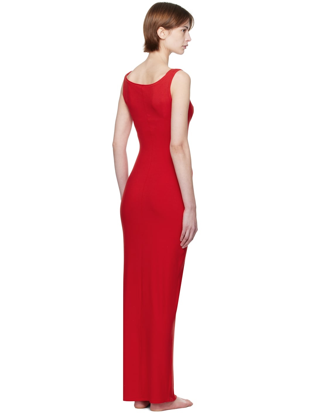 Red Soft Lounge Lace Tank Maxi Dress - 3