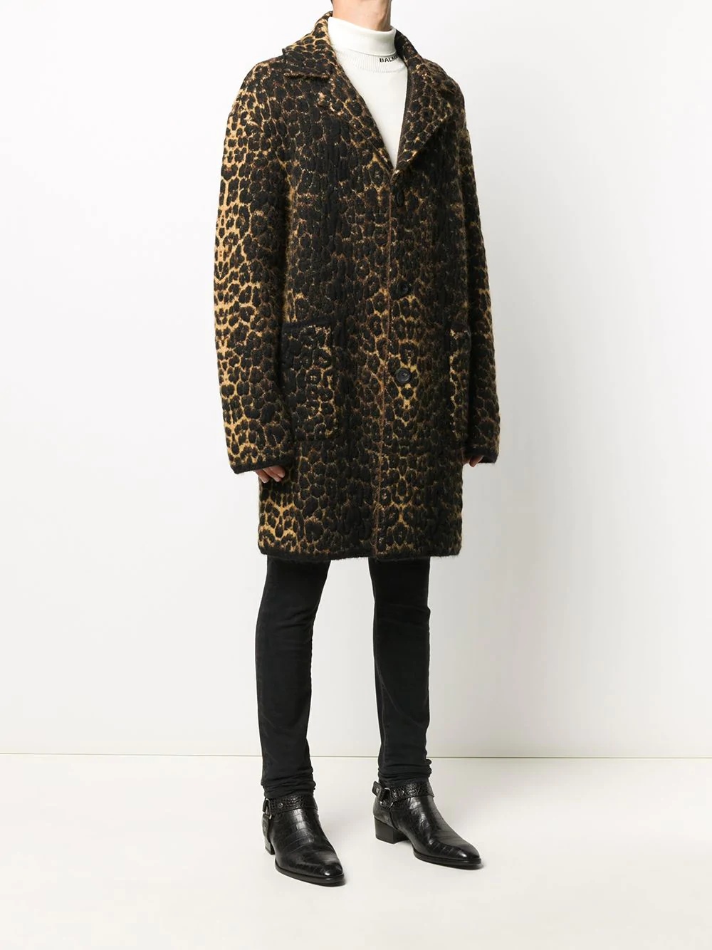 leopard-print single-breasted coat - 3